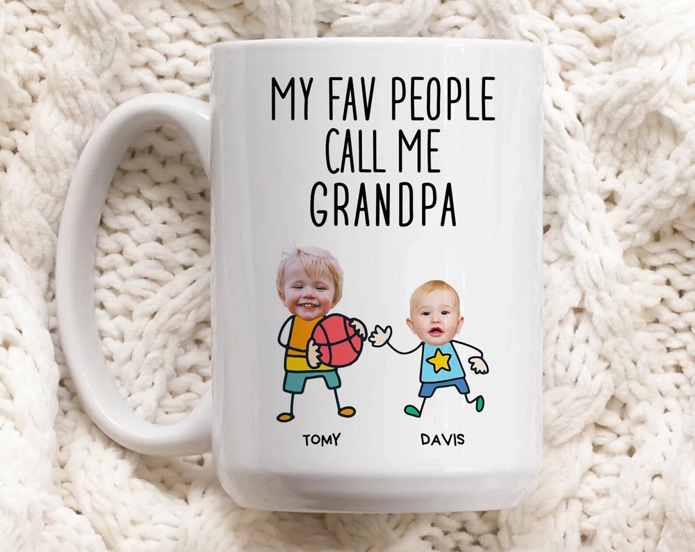 My Fav People Call Me Grandpa Custom Photo Mug Personalized Fathers Day Gift Gif