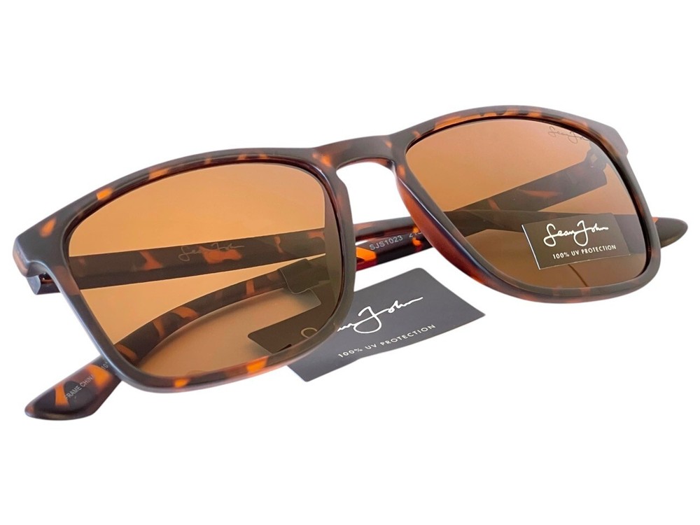 Mens Sean John Havana Tortoise Sunglasses with Warm Amber Brown Lenses Sleek New