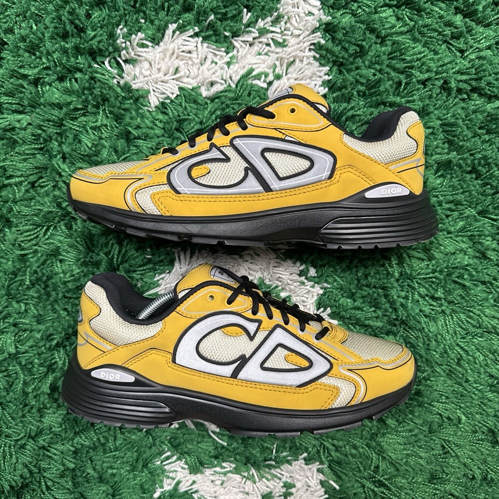 Dior B30 Cream Mesh Sneakers Size 9 Yellow Black Mint Condition 42