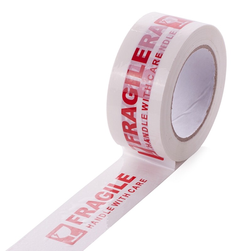 White Red Fragile Packing Tape Handle with Care Bopp Shipping Warning Sticker