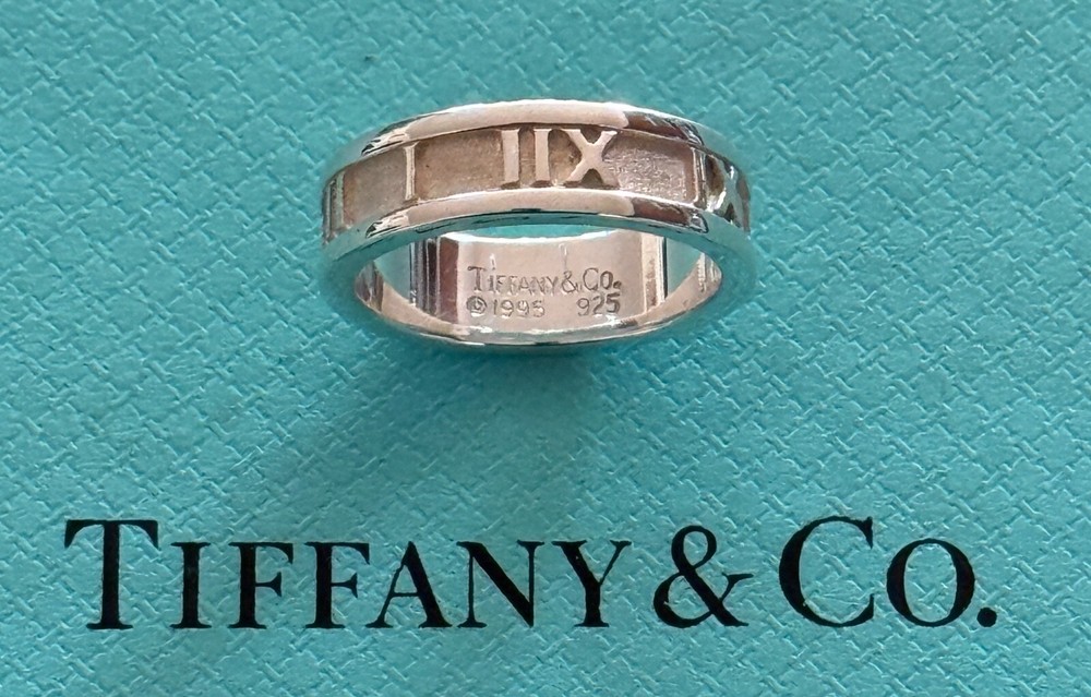 Tiffany & Co. Atlas Ring Roman Numeral Sterling Silver 925 Size 6  1/2 US