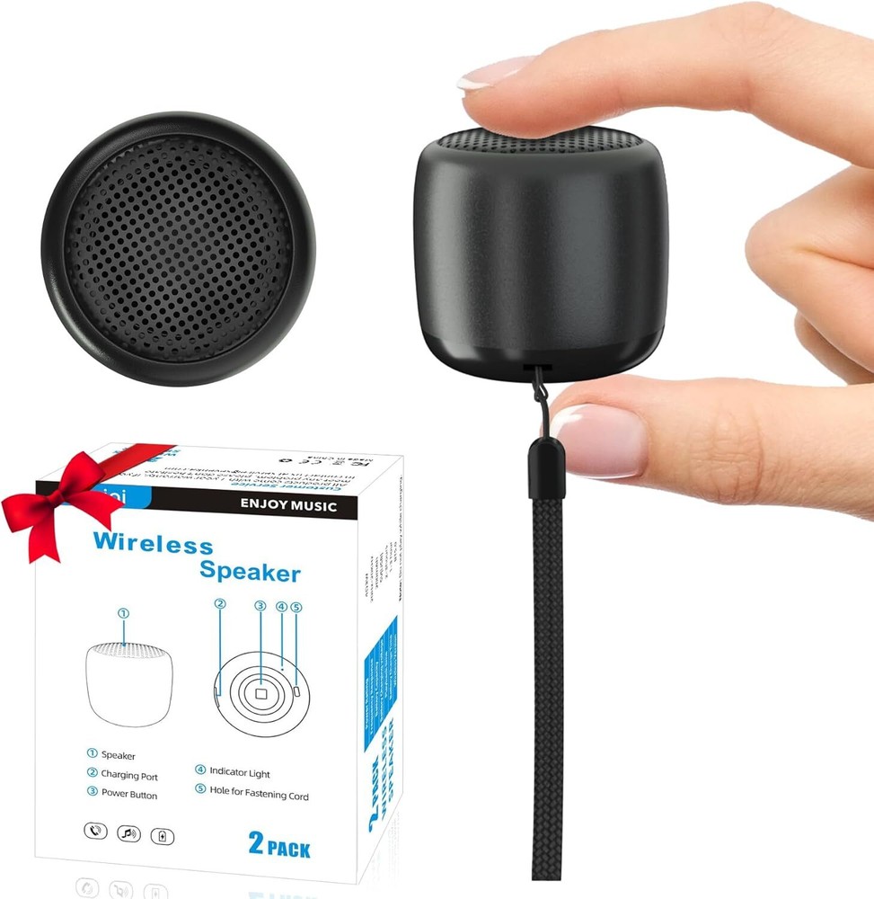 2Pack Portable Mini Speaker, Bluetooth Tiny Wireless MTBlack