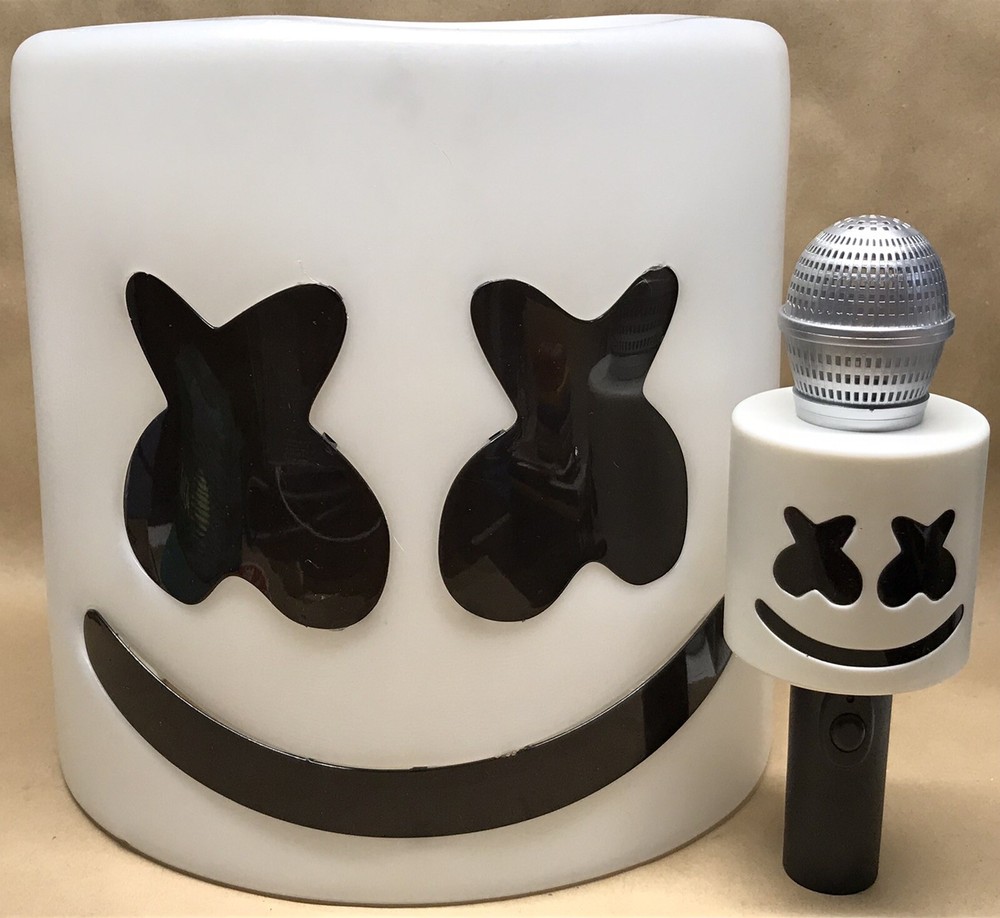 DJ MARSHMELLO HELMET & MIC -LED LIGHTS- HARD PLASTIC - SPIRIT HALLOWEEN COSTUME
