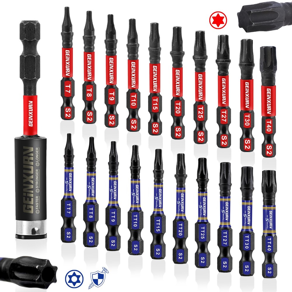 21Pieces T7-T40 Torx Screwdriver Bit Set,2 In. Impact Tough Magnetic Torx Hea...
