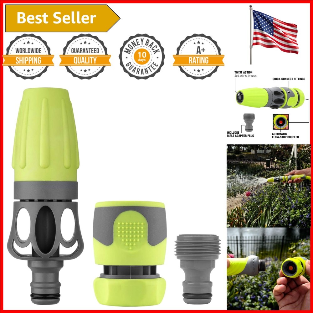 Quick Connect 3-Piece Garden Hose Nozzle Kit - Lightweight, User-Friendly Design