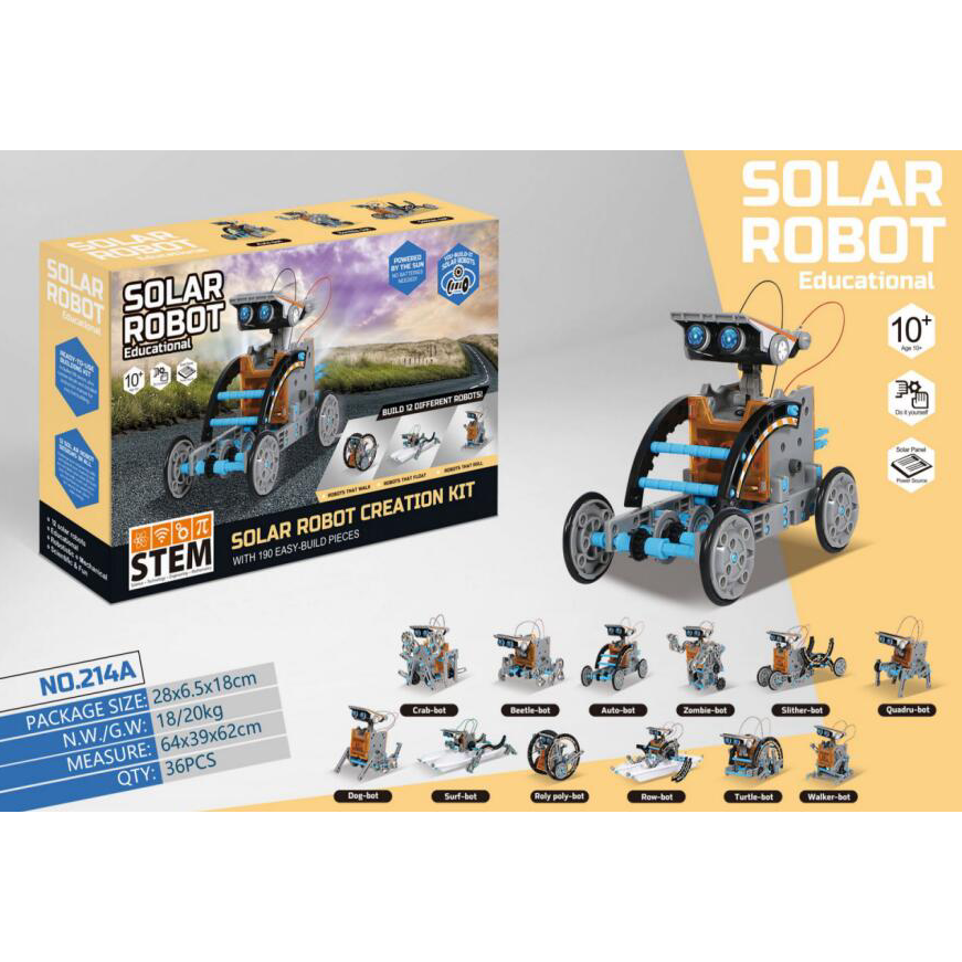 12-in-1 Solar Robot Toy Kit: STEM Science Experiment Educational Learning Tool