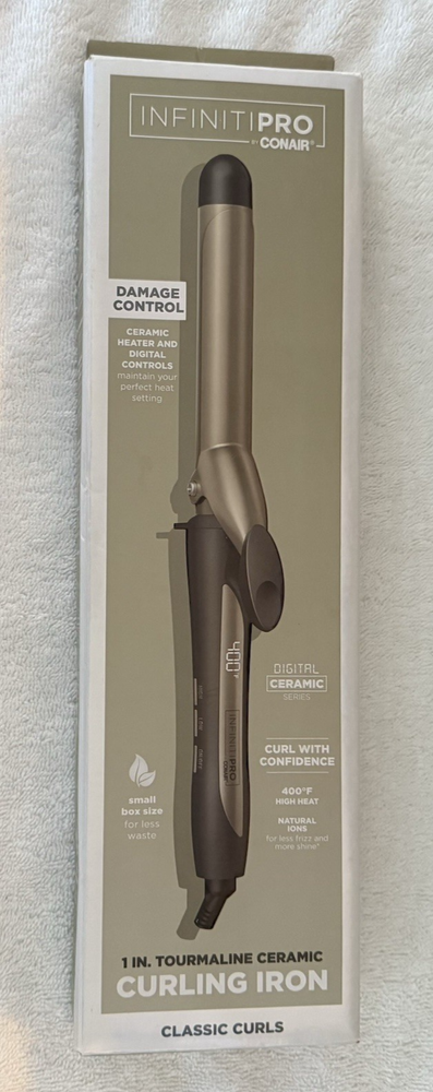 Conair INFINITI PRO 1-inch Tourmaline Ceramic Curling Iron for Classic Curls with 400°F Heat