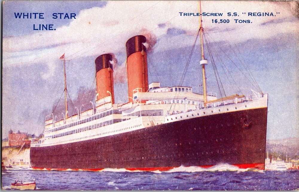 Vintage SS Regina Mint England Ship Postcard White Star Line Triple Screw