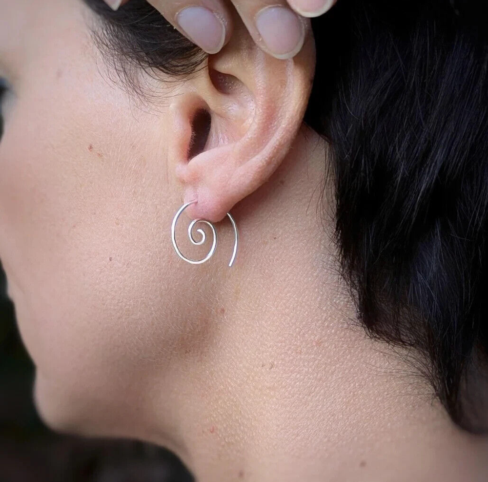 20mm sterling silver spiral threader earrings with sleek wire swirl design