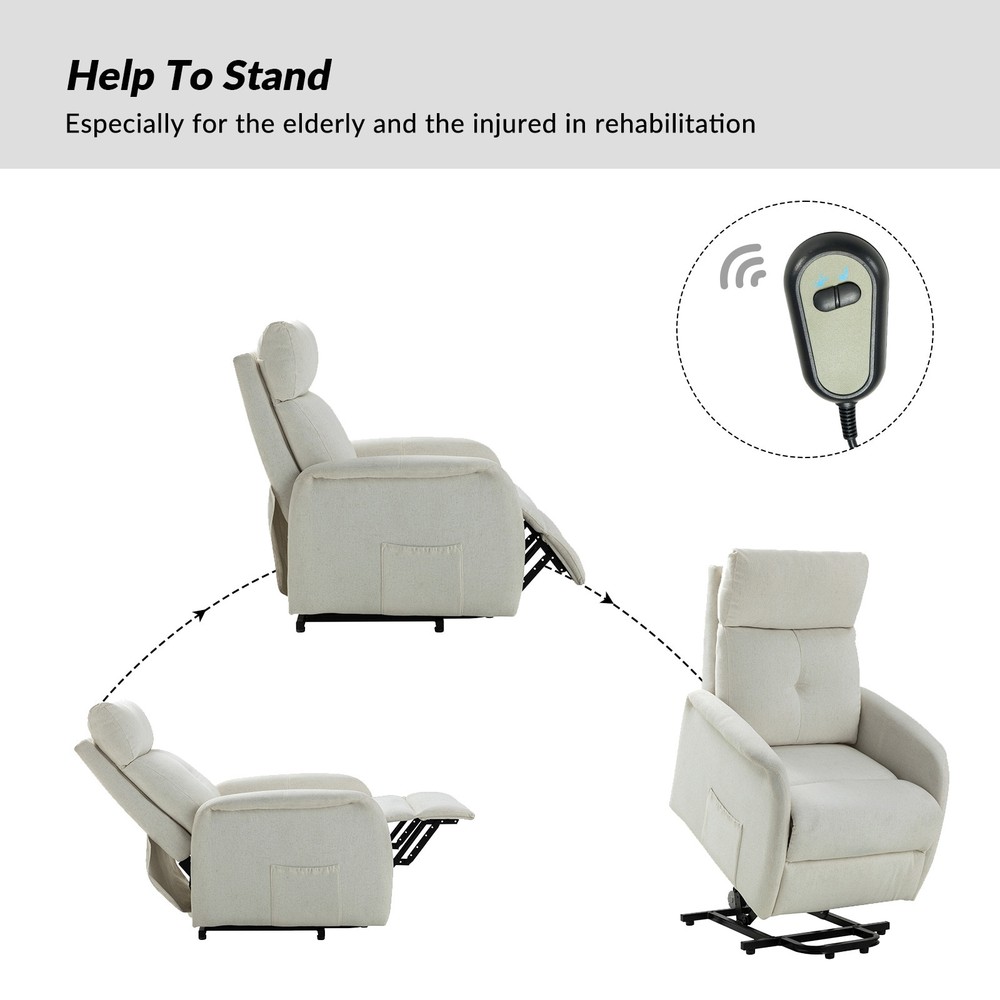 Power Lift Recliner with Remote – Elisa Model, Sturdy Metal Base