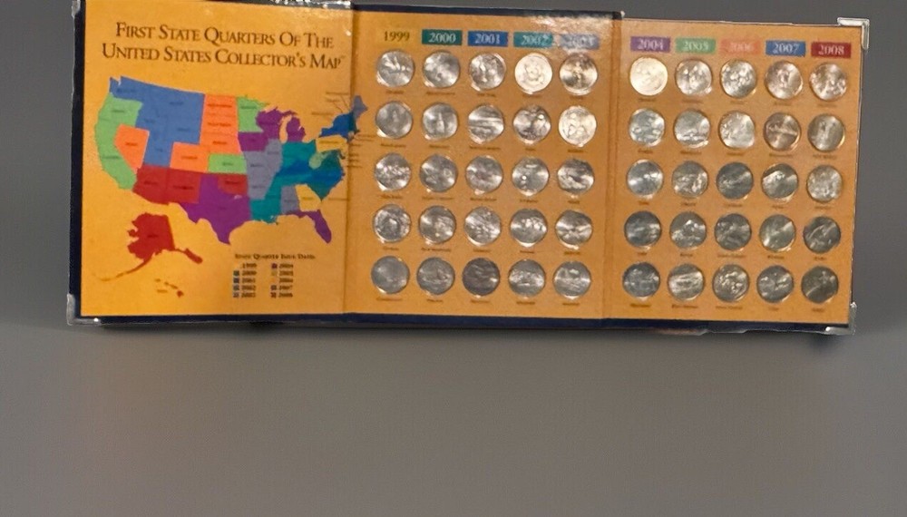 First State Quarters Of The United States Collectors Map 1999-2008 Complete Set