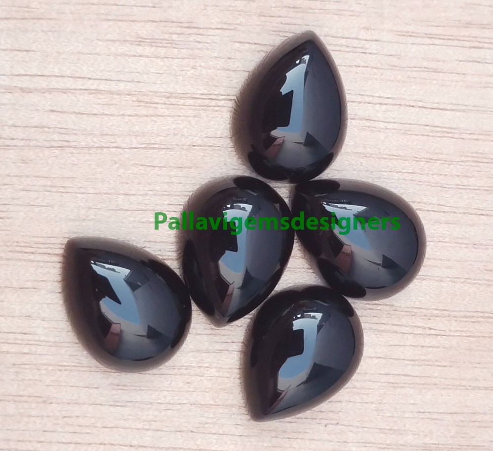 Buy Now! 10x14mm Genuine Black Onyx Pear Calibrated Cabochon Jewelry Gemstone-image