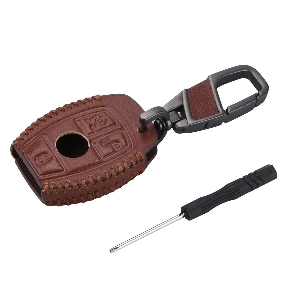For Mercedes Benz E Car Remote 3-Button Key Case Holder Cover Chain Protector.