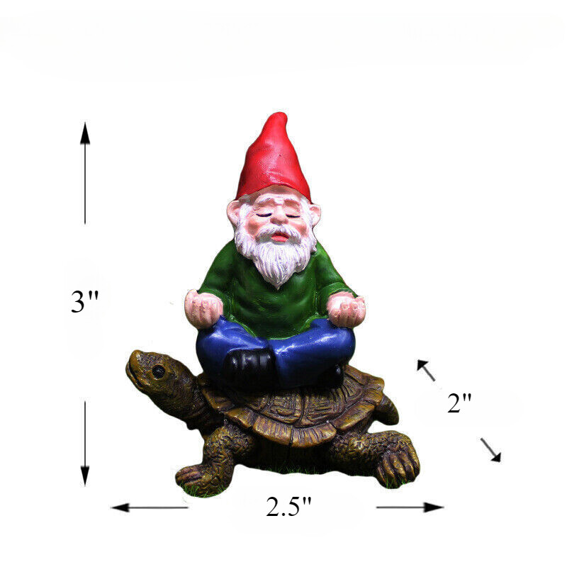 Lawn Ornament Sitting on Turtle Outdoor Garden Gnome Resin Statues Sculpture