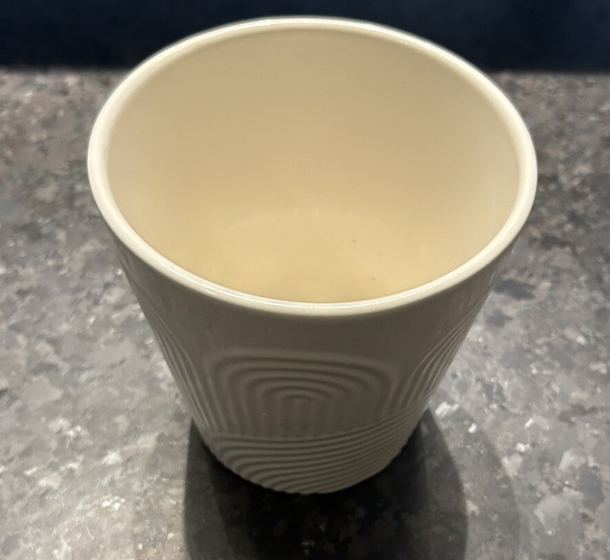 White Textured  Wave Pattern Ceramic Pot,  5.5