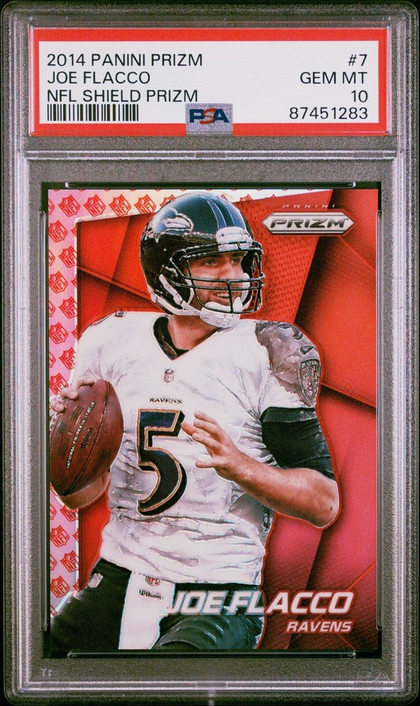 2014 Panini Prizm Prizms NFL Shield #7 Joe Flacco /75 PSA 10