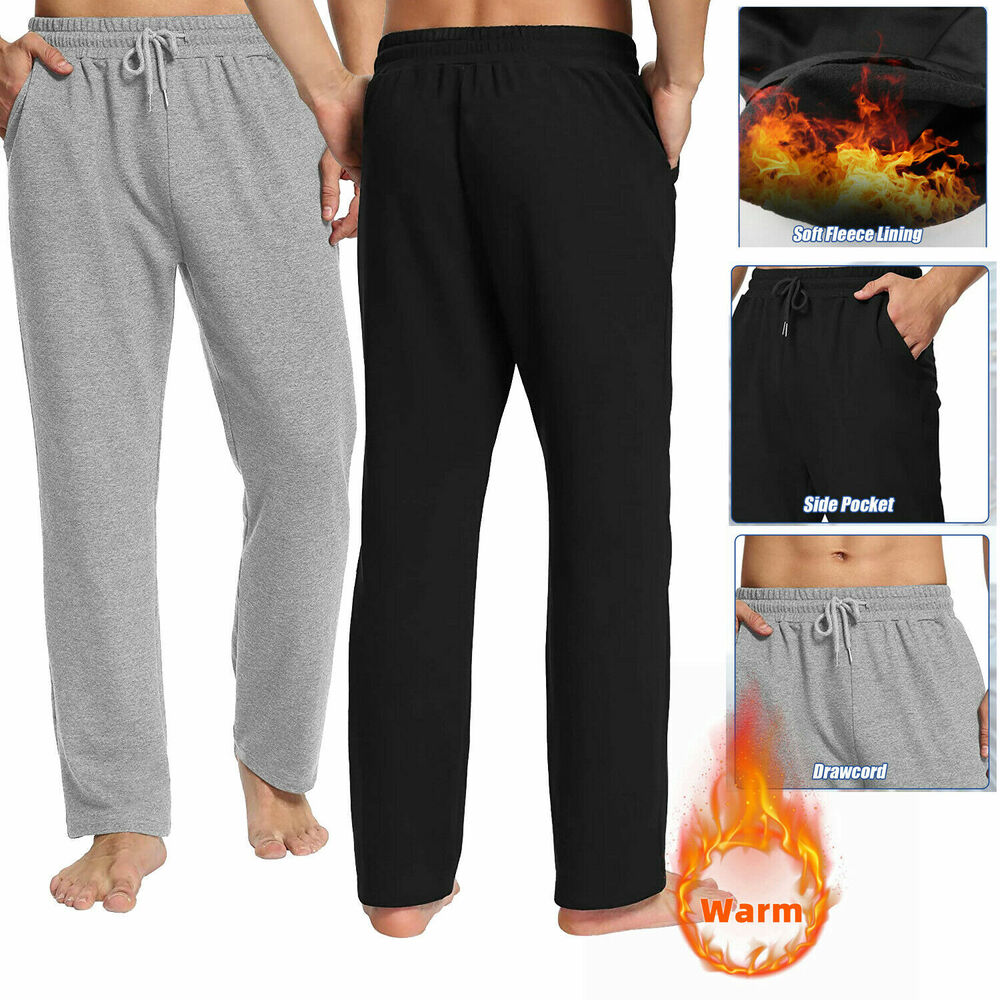 Mens Winter Warm Sweatpants Active Pocket Thick Joggers Fleece Lined Track Pants