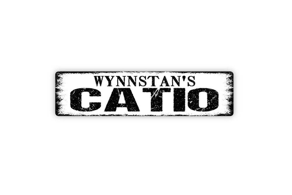 Personalized Catio Sign - Cat Kitten Feline Custom Metal Sign Rustic Street