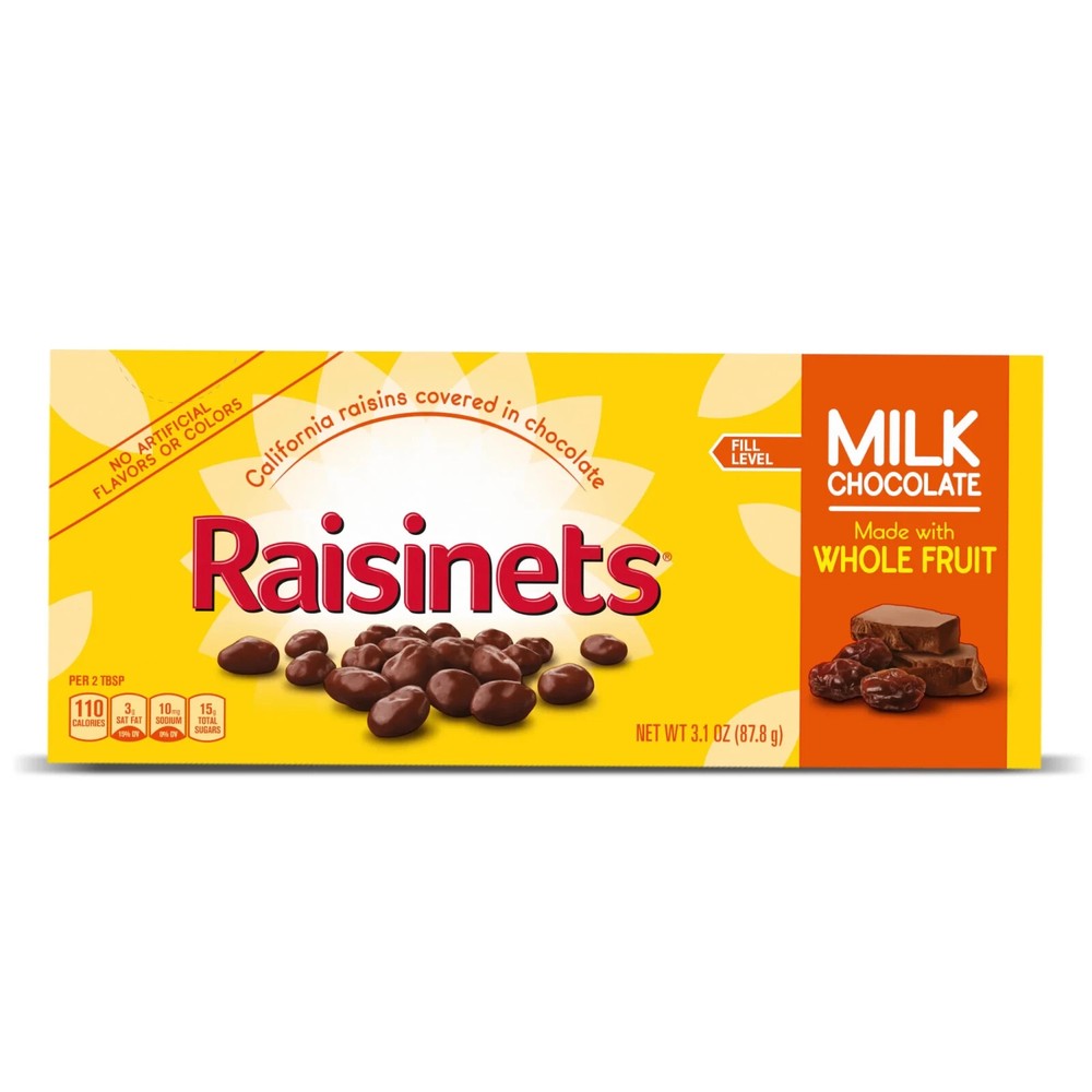 5 Boxes Raisinets California Raisins Covered in Milk Chocolate, 3.1oz 5 PACK
