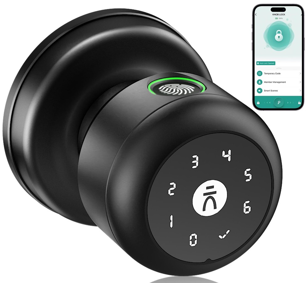 Smart Keypad Fingerprint Door Lock with Auto-Locking Handle