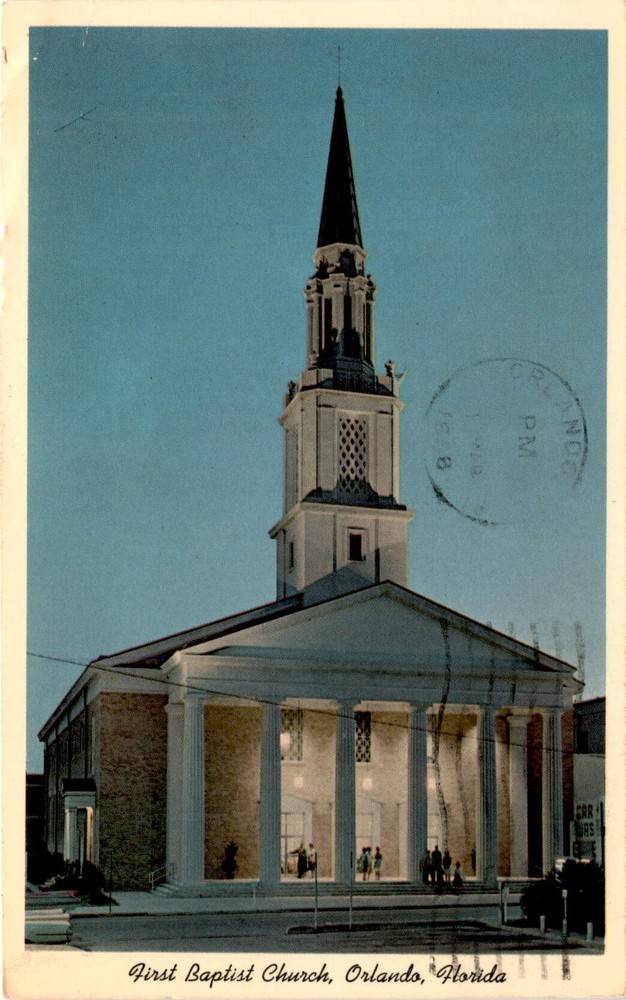 First Baptist Church, Orlando, Florida, Orange News Co., Orlando, Postcard