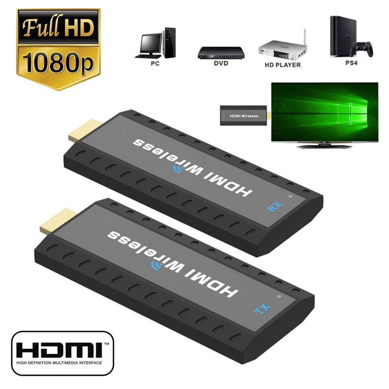 Wireless HDMI Extender Video Transmitter Receiver Screen Mirror 1 PC To 2 TV USA