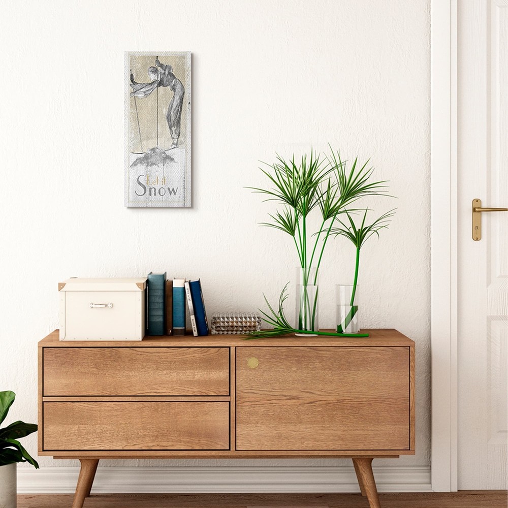 Stupell Let It Snow Vintage Skiing Print Design Canvas Wall