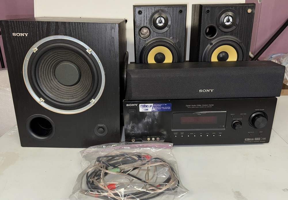 Sony STR-DG500 5.1 Dolby Digital DTS Receiver with Premium Speakers & Subwoofer