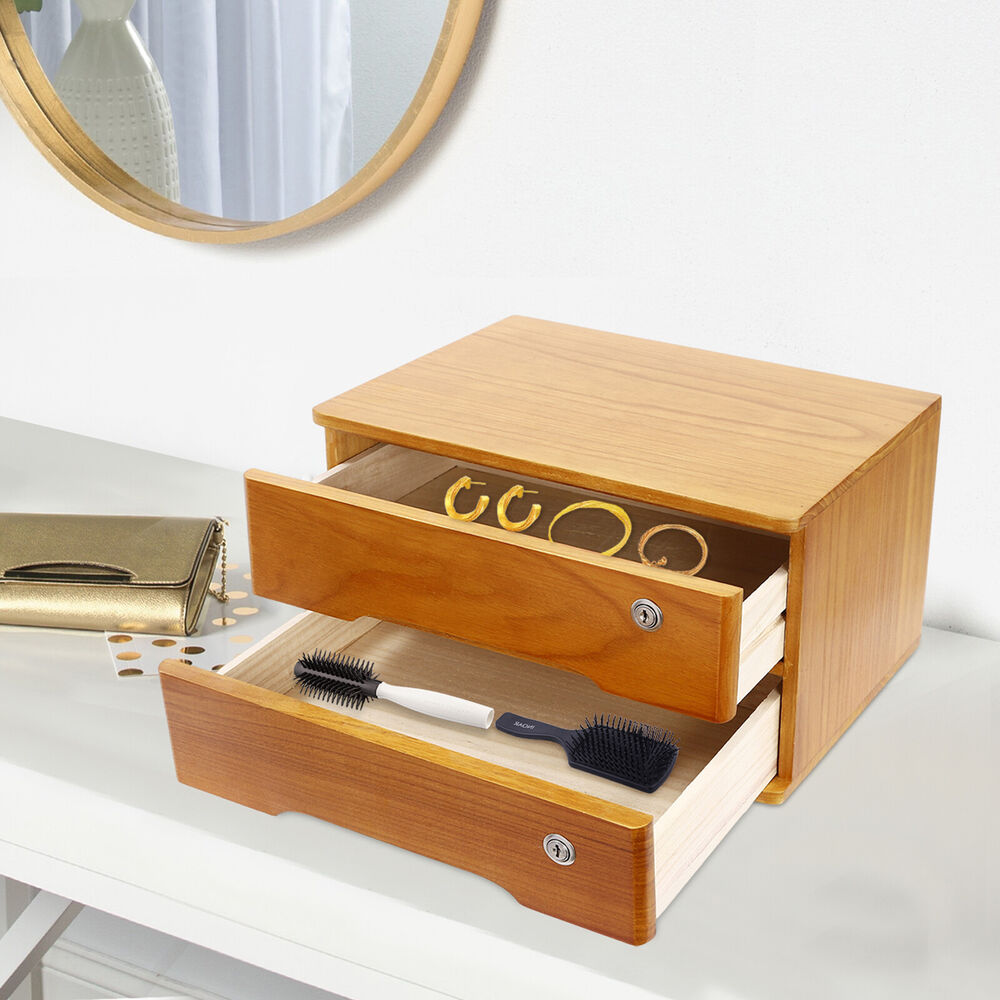 Gift Home/Office Lockable 2-Tier Desktop Storage Drawer 66.14 lbs Load-bearing