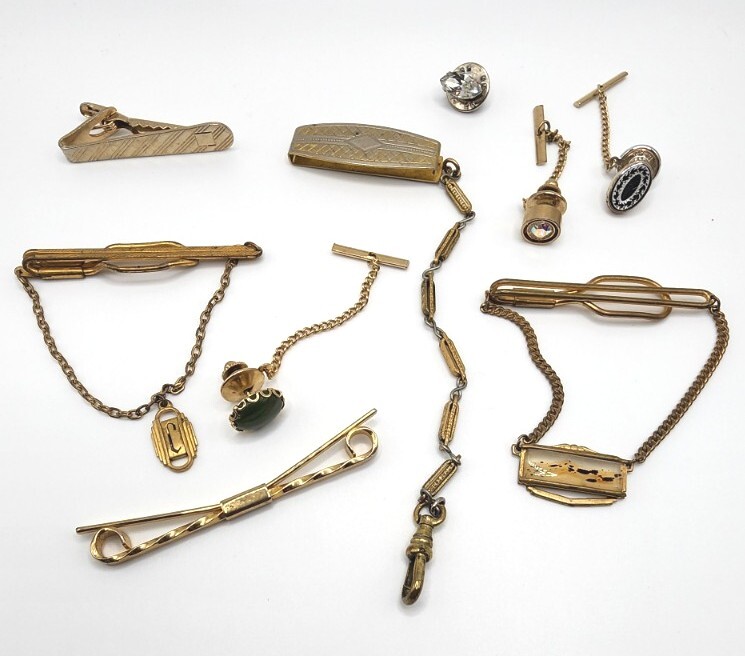 Vintage Mens Tie Accessories Lot 9 Item Mixed Materials Wearable