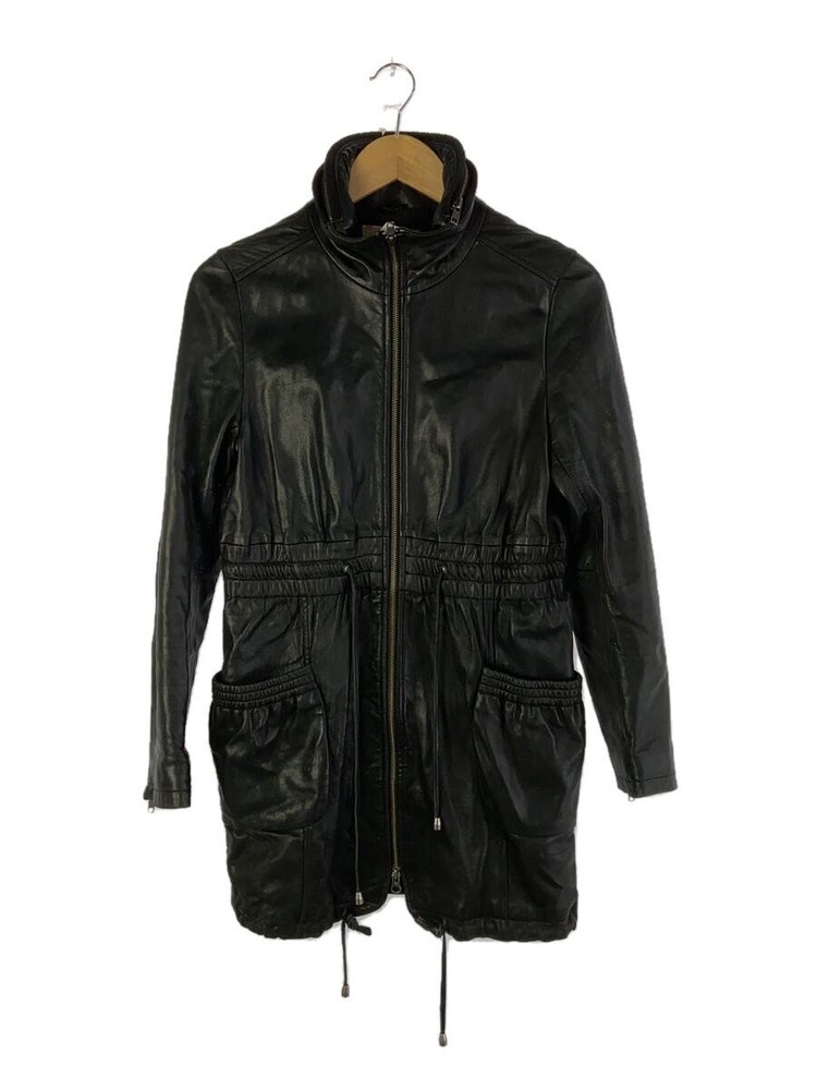 Rose Bud Leather Blouson Jacket in Black Cotton Size L 1266