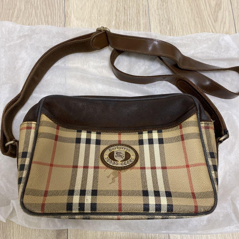 Burberry Shoulder Bag Nova Check Canvas Beige Authentic F1007449