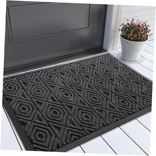 Heavy-Duty 29.5x17 Inch Black Indoor/Outdoor Front Door Mat