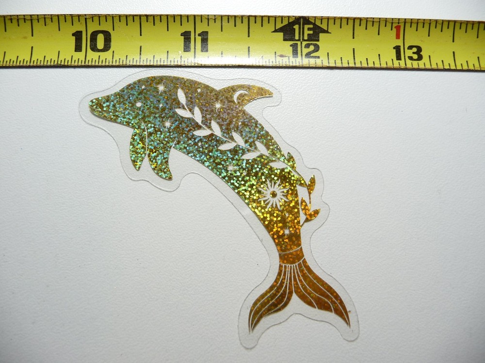 HOLOGRAPHIC DOLPHIN PORPOISE SUN STICKER DECAL REFLECTIVE SHINY BEAUTIFUL