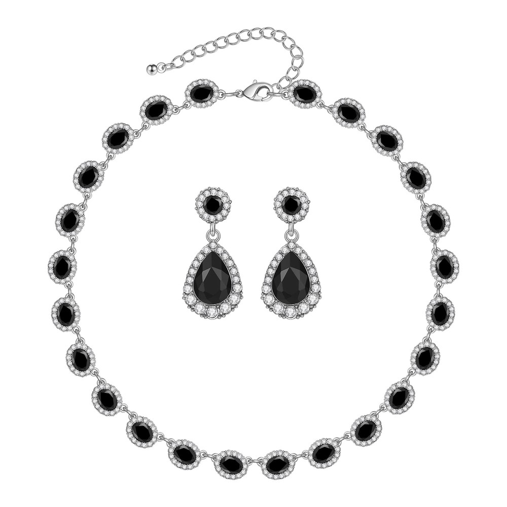 Jewelry Set for Women, Rhinestone multicolor Zirconia Choker Necklace and Dan...