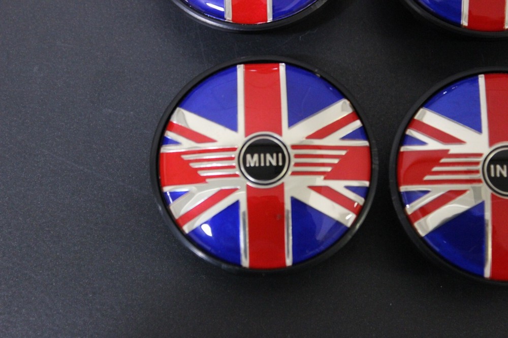 02-16 R53 R56 R50 R52 R60 R61 R55 MINI Cooper Logo Wheel Center Caps UNION JACK