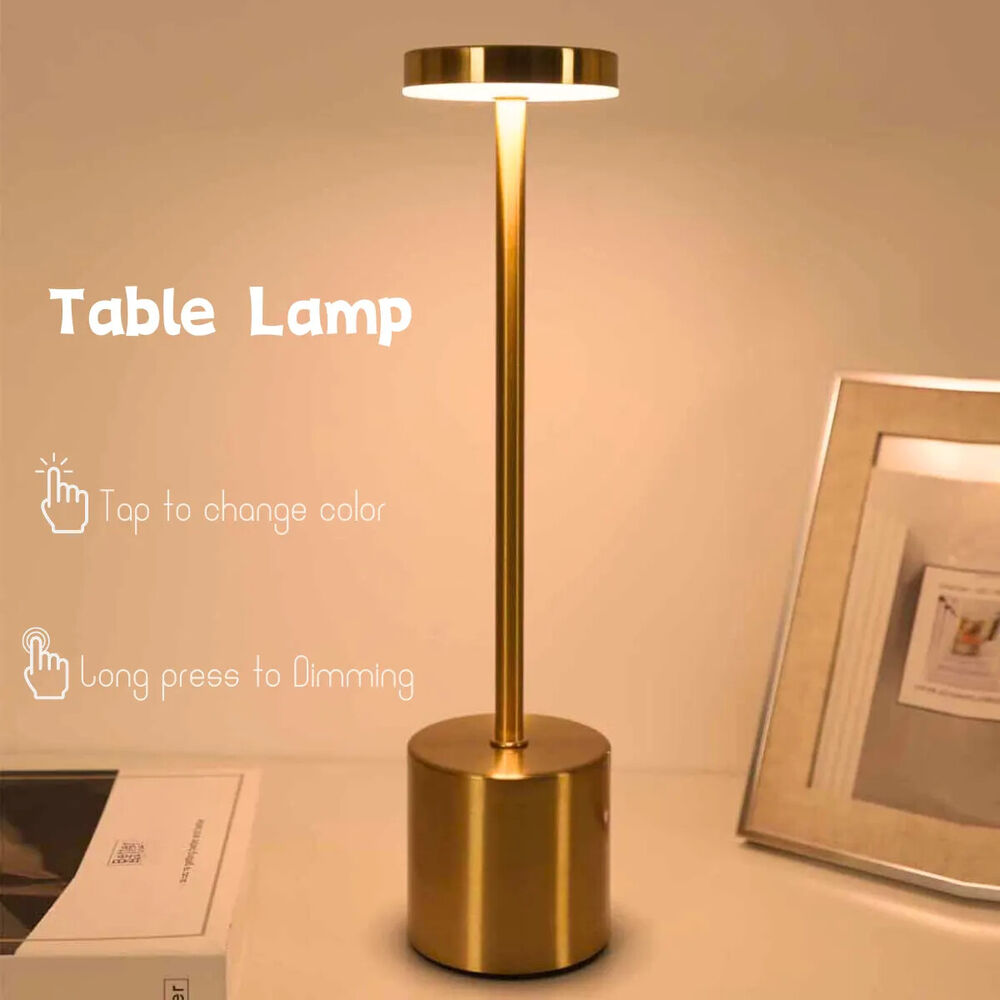 Rechargeable Table Lamp LED Night Light Cordless Touch Desk Bedroom Bedside