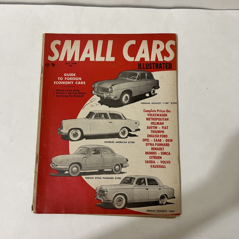Vintage Car Magazine Motor Small Cars Illus Economy 1958