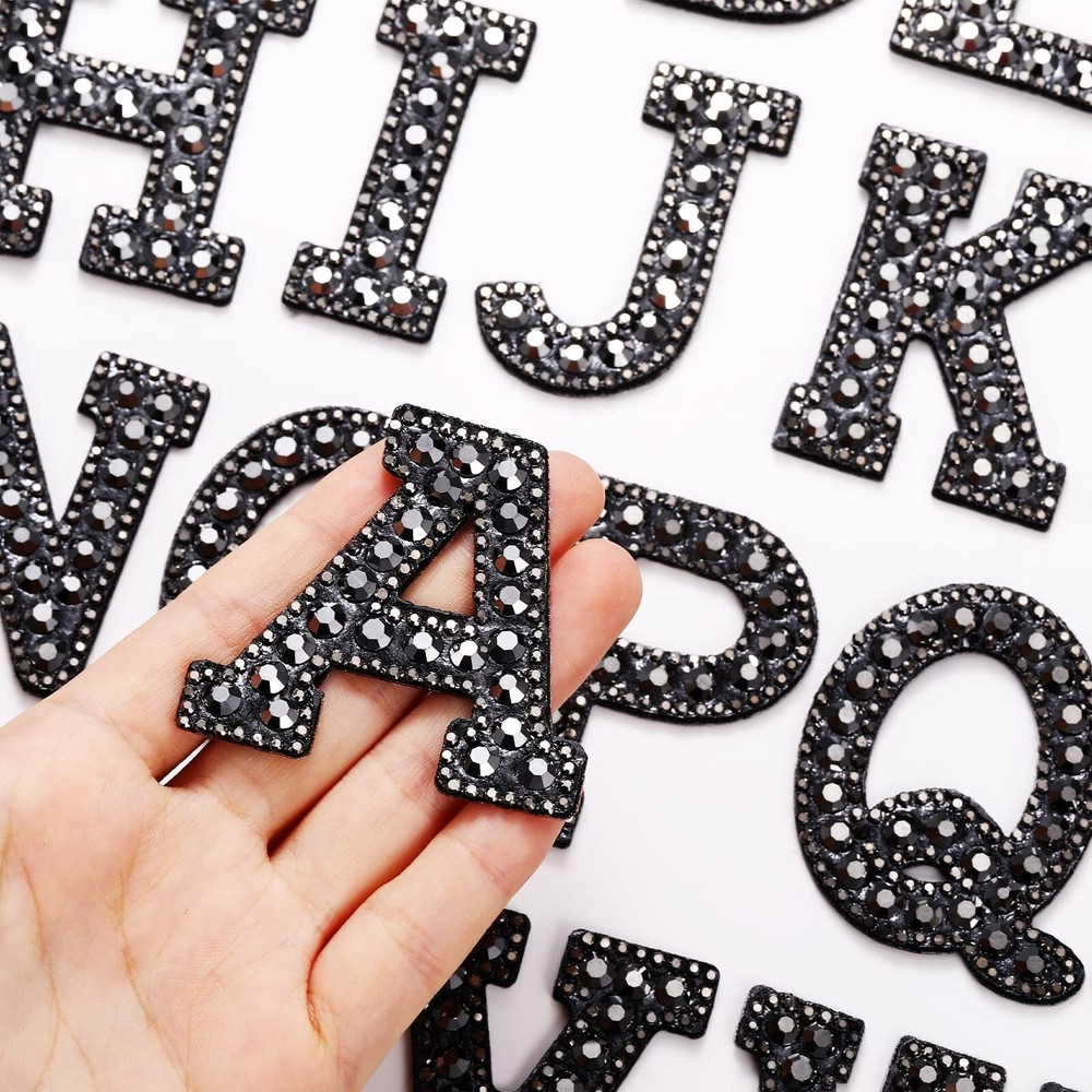 26-Piece A-Z Pearl Bling Rhinestone Iron-On Letter Patches for Stylish Customization
