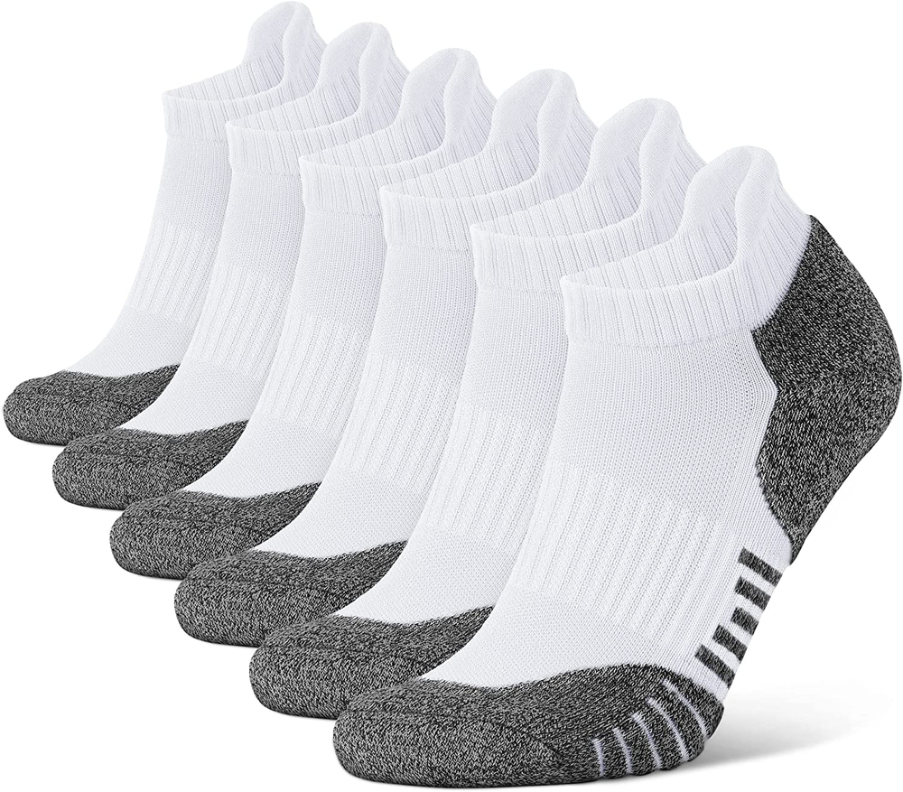 Mens Sport Ankle Socks 6 Pairs Low Cut Cotton Cushioned Tab Non-Slip Breathable