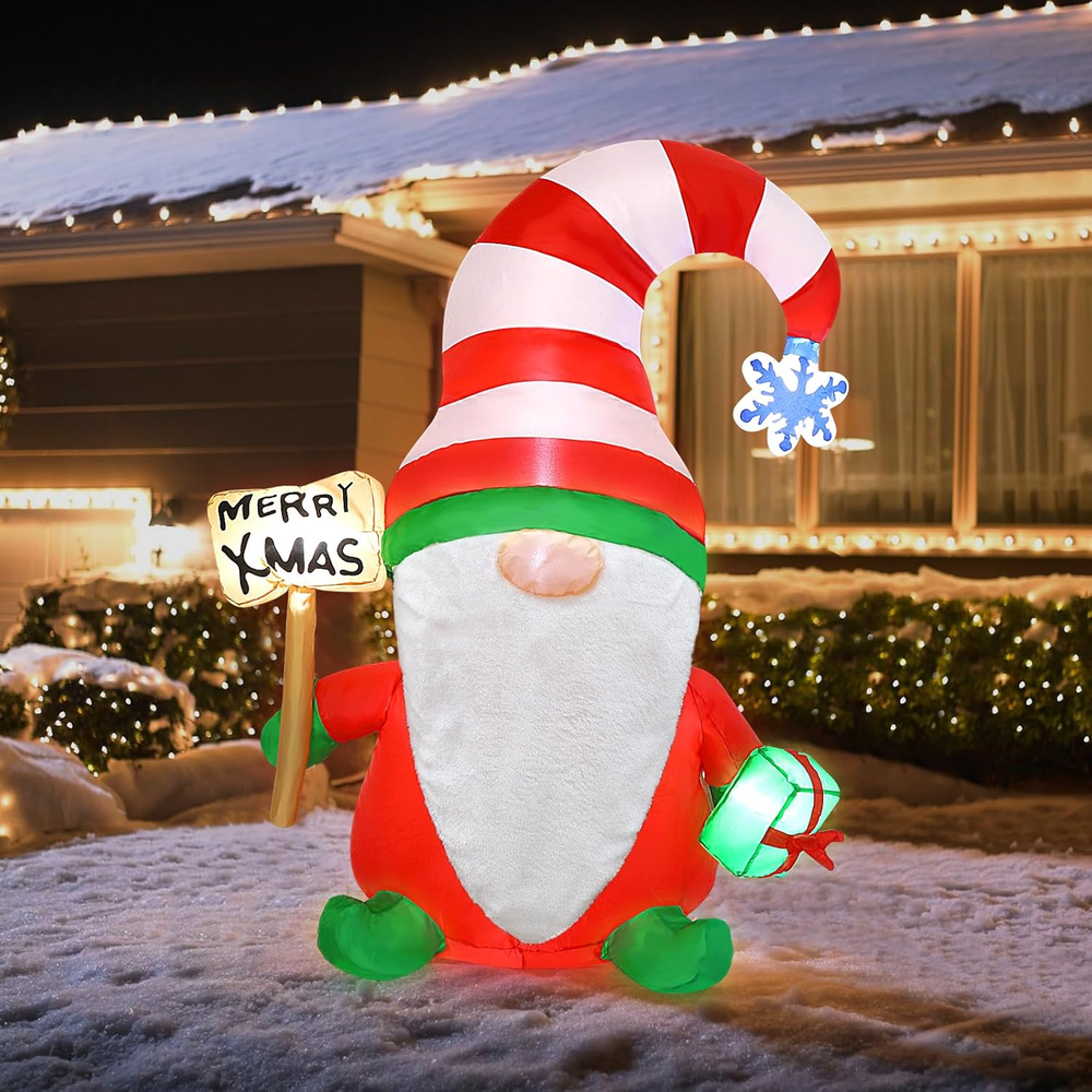 Christmas Inflatables Gnome, 4FT Blow up Christmas Gnome Outdoor Decorations, In