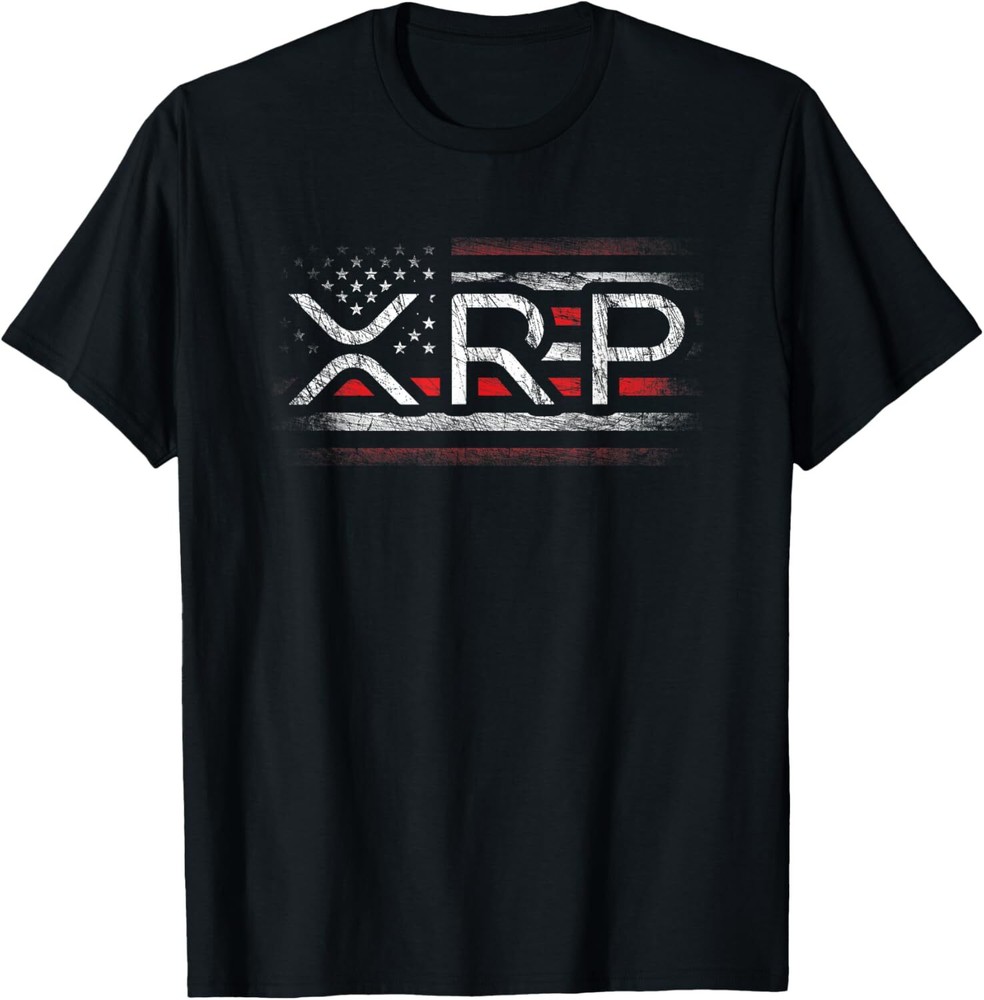 Crypto Currency - XRP Cryptocurrency - American Flag - XRP T-Shirt Hoodie-image