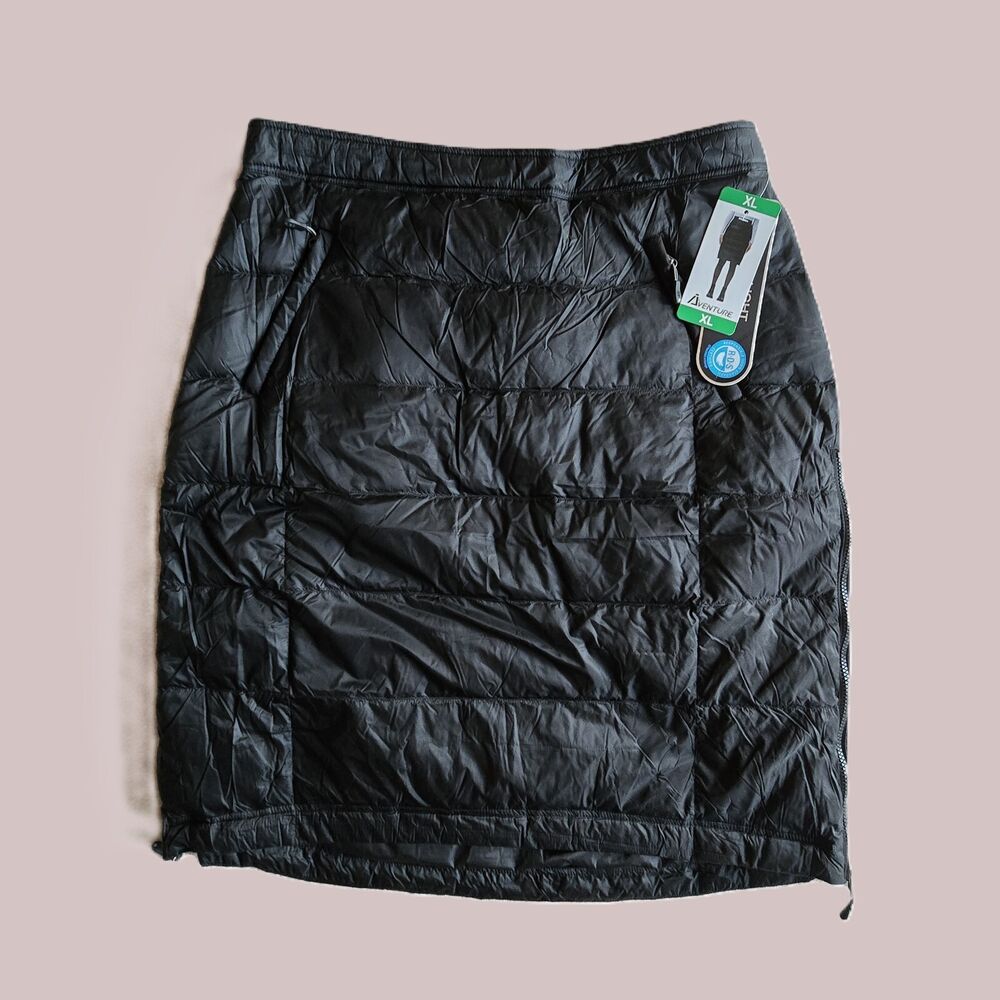 NWT 32 Degrees Heat Women’s Down Puffer Skirt Knee Length Size XL Black