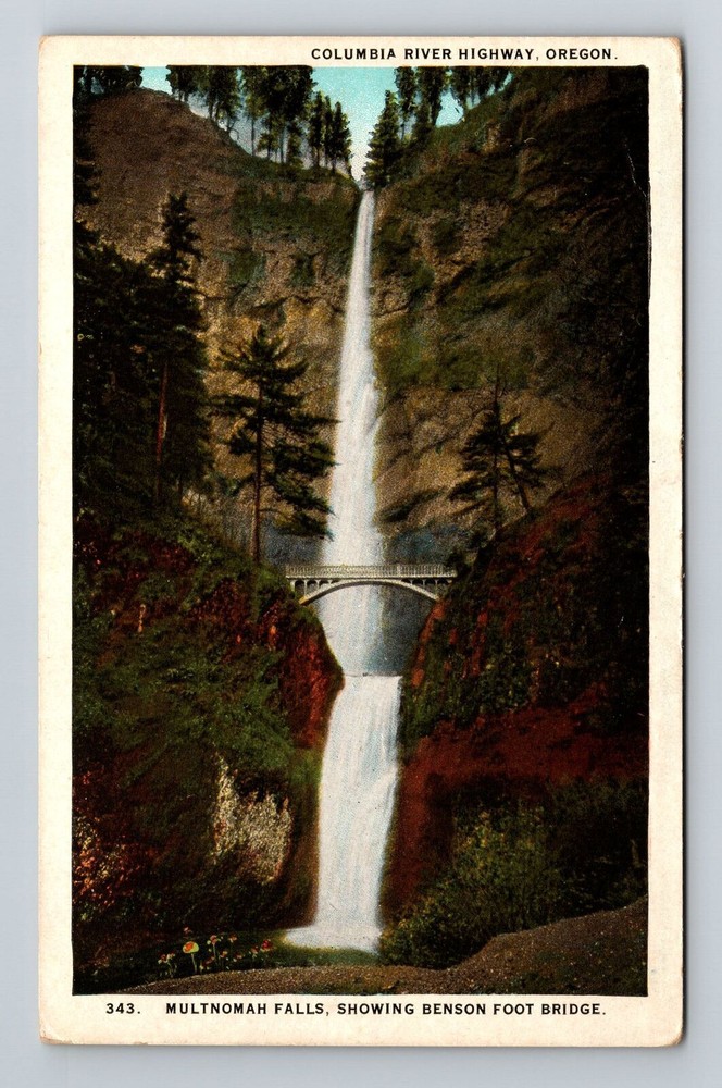 Vintage Multnomah Falls Columbia River Highway Oregon Souvenir Postcard