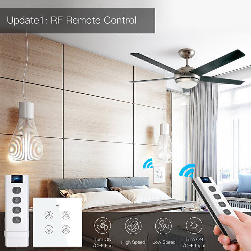 Smart WiFi RF Ceiling Fan Control Switch with Two-Speed APP Remote