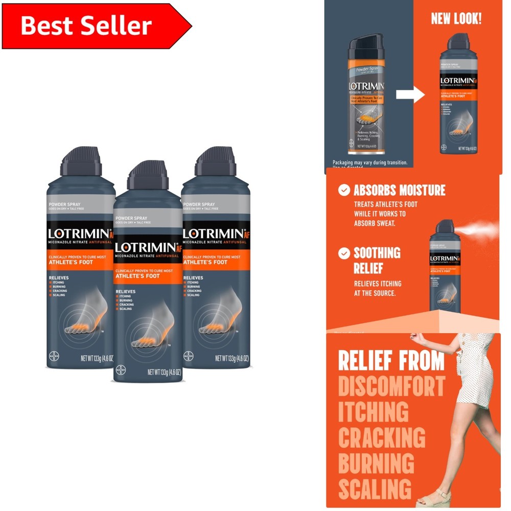 Pack of 3 AF Antifungal Sprays for Athlete's Foot & Ringworm Treatment, 4.6 oz
