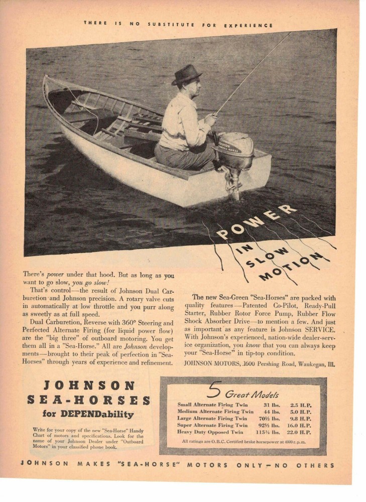 Johnson Sea Horse Outboard Motor 1946 Power Waukegan IL