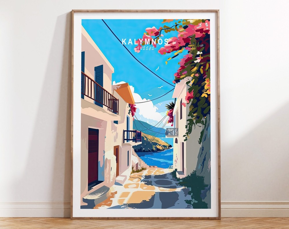 Kalymnos Greece Travel Poster Greece Coast Wall Art Greece City Poster Kalymnos