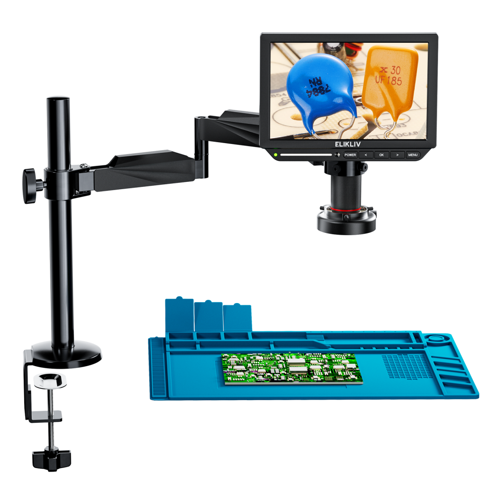 Elikliv Soldering Digital Microscope 2000X Flexible Arm Stand 10.1