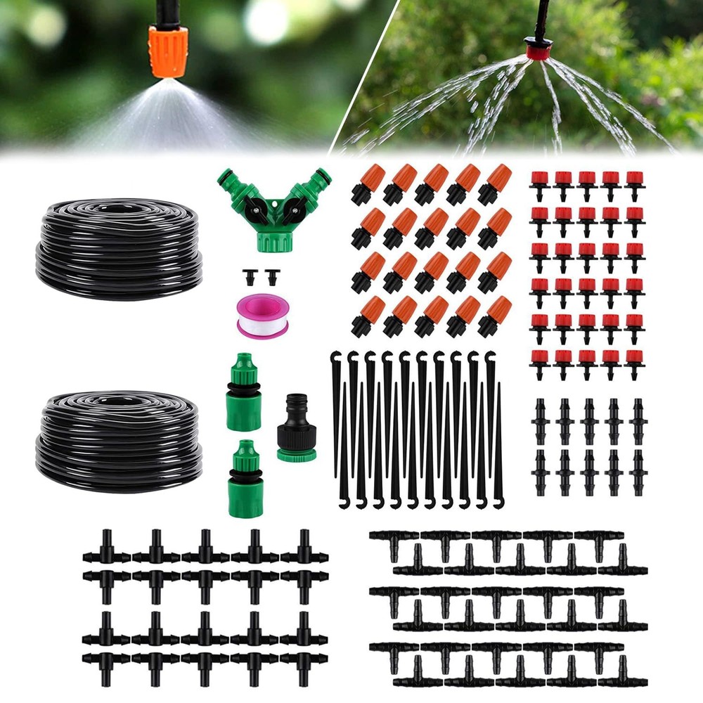 98FT Garden Drip Irrigation Kit with 149Pcs Misting System for Lawns & Patios